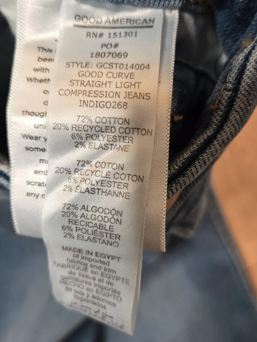 Good American Good Curve Straight Leg Jeans Indigo268 Blue Stretch NWT 4/27